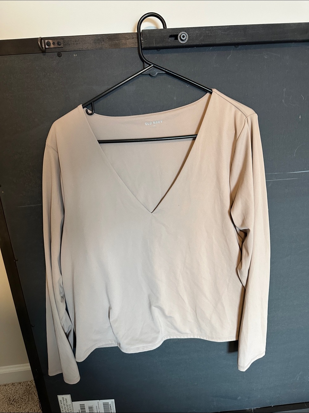 Old Navy Long Sleeve V-Neck Top - Beige